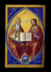 A Szentháromság, miniatúra Anne de Bretagne, Franciaország királynéjának Grandes Heures című művéből (1477-1514)